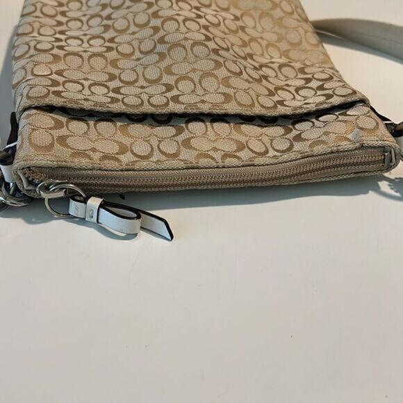 Coach Tan and White Patent Leather C Signature Crossbody Bag - Picture 13 of 16